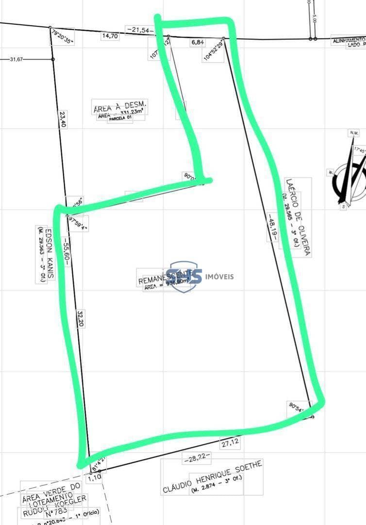 Terreno à venda, 937 m por R$ 520.000,00 - Fortaleza - Blumenau/SC