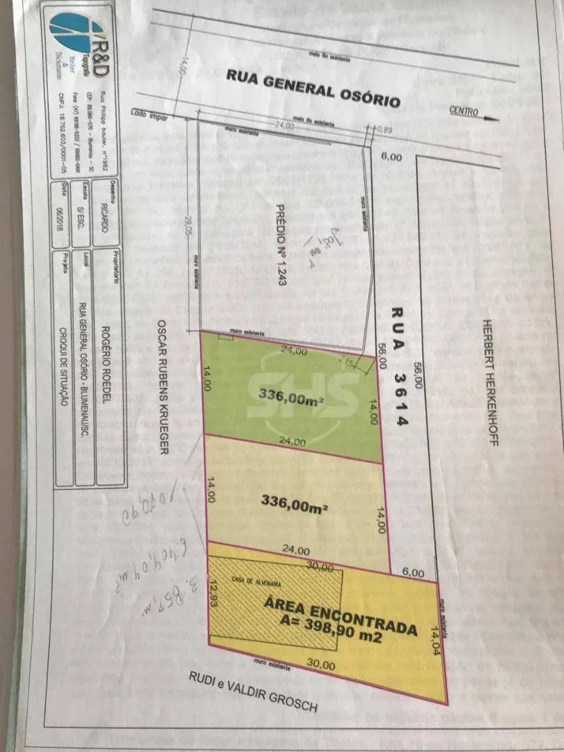 Terreno à venda, 1032 m por R$ 1.500.000,00 - Velha - Blumenau/SC